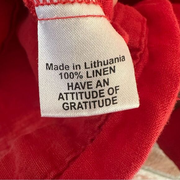 Flax Button Down Blouse 100% Linen Red Women’s P Small 4 / 6 - Picture 6 of 10